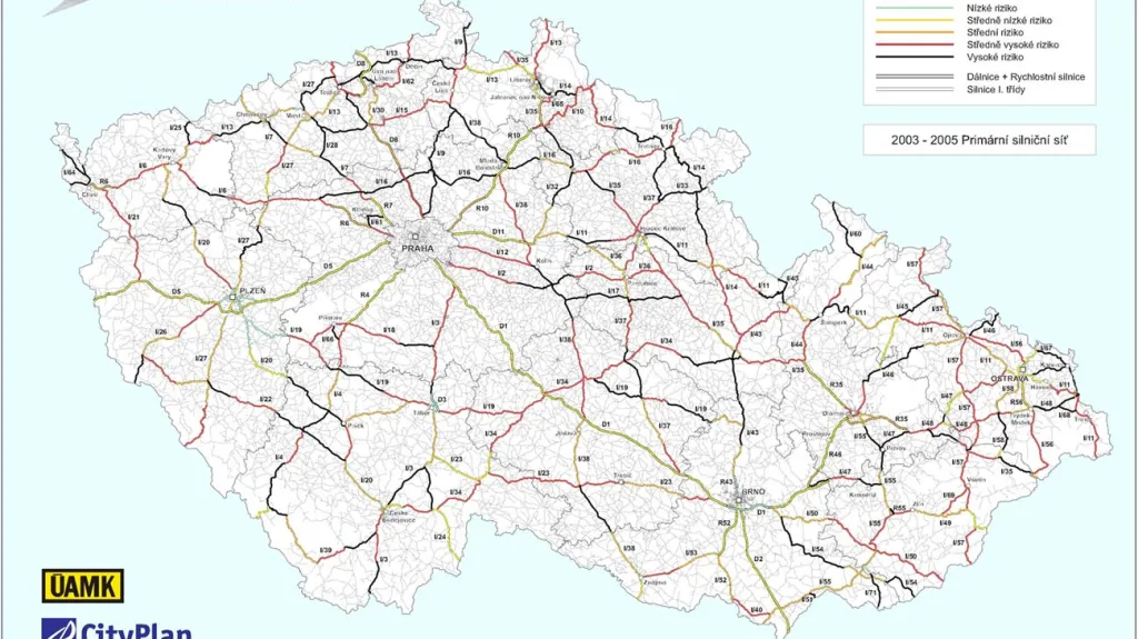 Mapa rizikovosti českých silnic