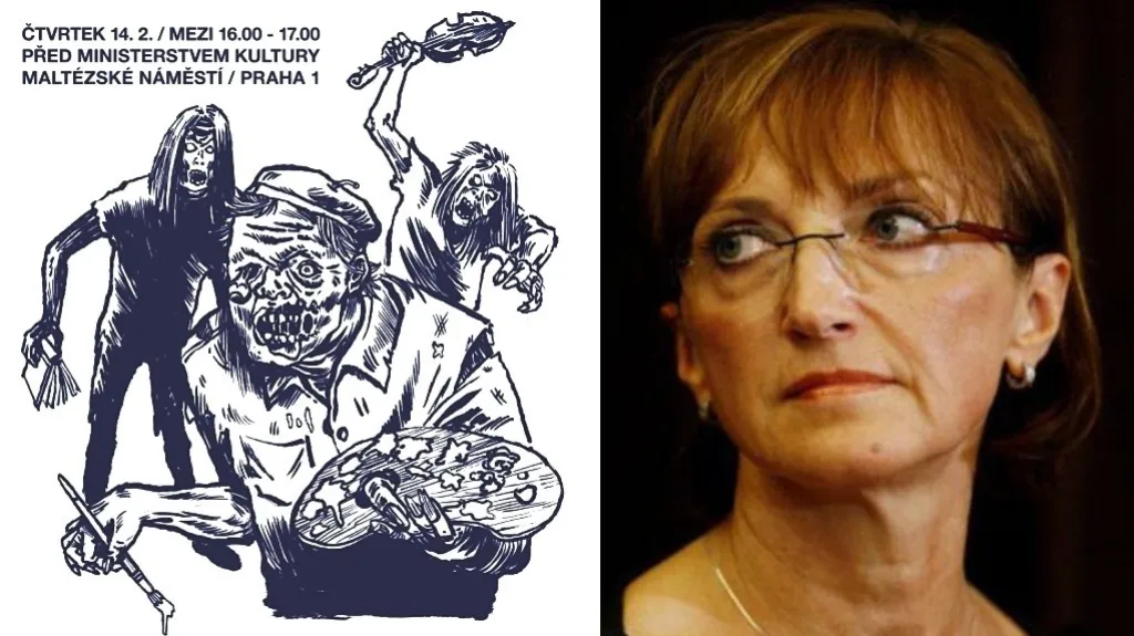 Plakát Zachraňte kulturu 2013 a ministryně Alena Hanáková