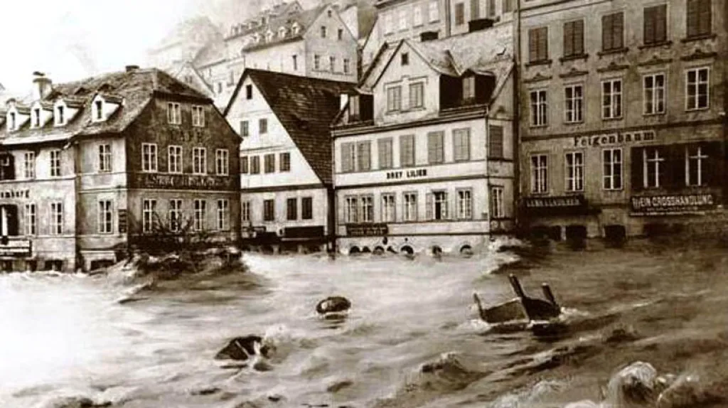 Karlovy Vary, povodeň, 1890