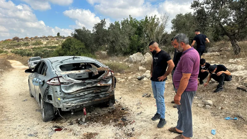 Auto zničené při izraelském zásahu na Západním břehu
