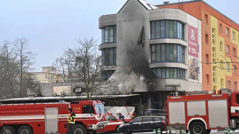 Následky výbuchu v restauraci U kojota