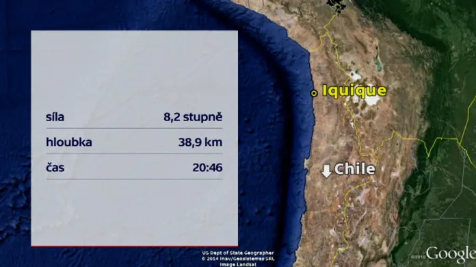 Síla zemětřesení v Chile