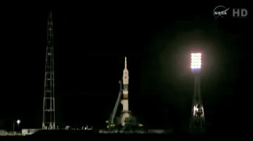 Vesmírná loď Sojuz TMA-08M 14 minut před startem
