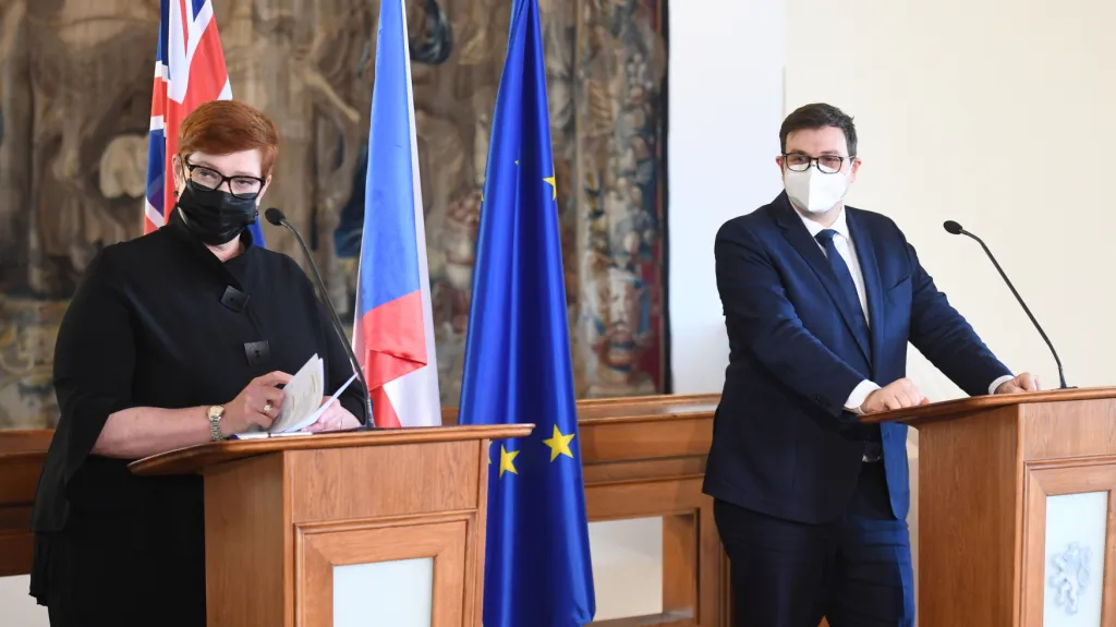 Australská ministryně zahraničí Marise Payneová a český ministr zahraničí Jan Lipavský