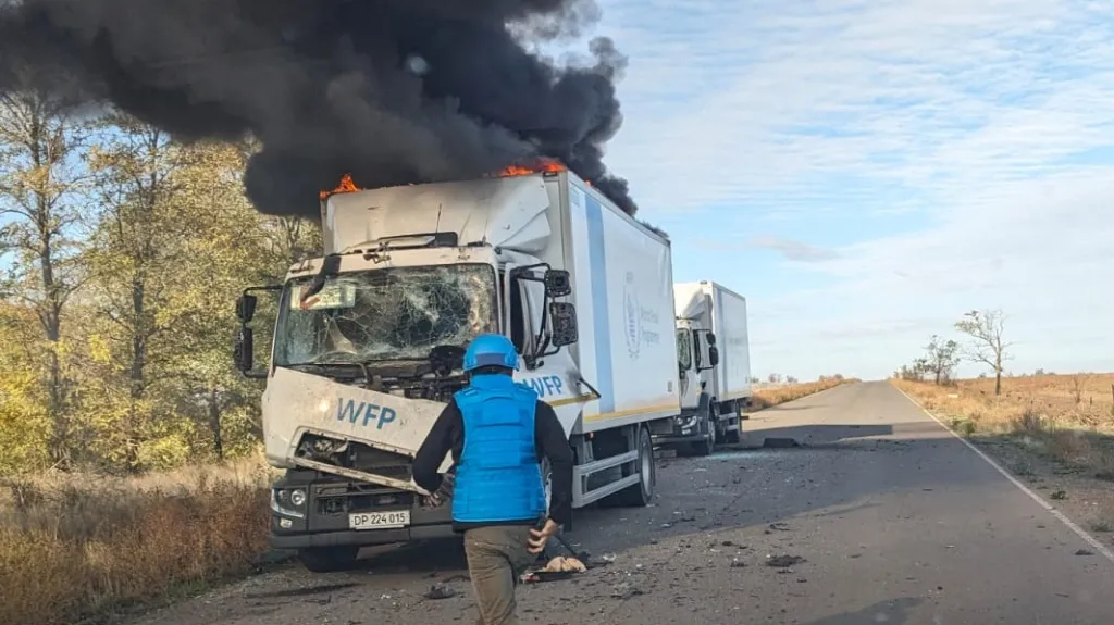 Humanitární konvoj OSN po ruském útoku