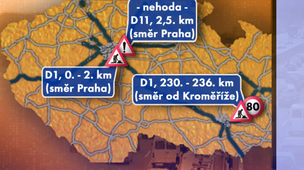 Dopravní situace v pondělí 21. 7. 2008