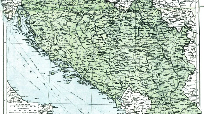 Mapa Království Srbů, Chorvatů a Slovinců (již označeno jako Jugoslávie) z roku 1919