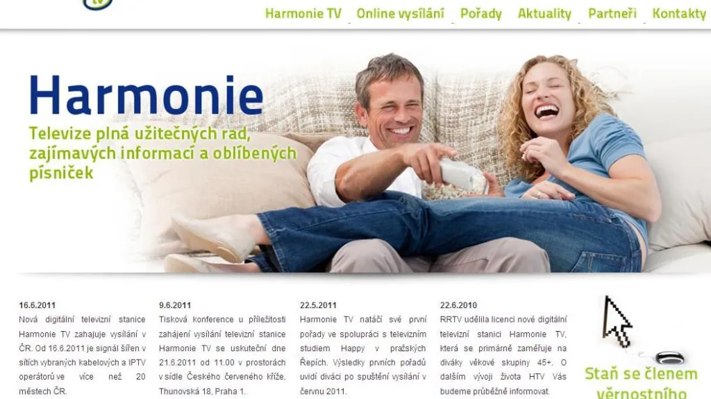 Internetové stránky Harmonie TV
