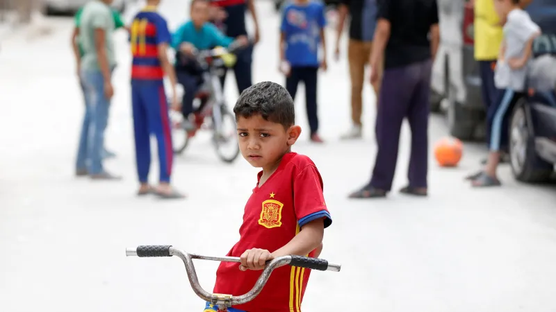 Palestinští beženci v uprchlickém táboře poblíž Ammánu