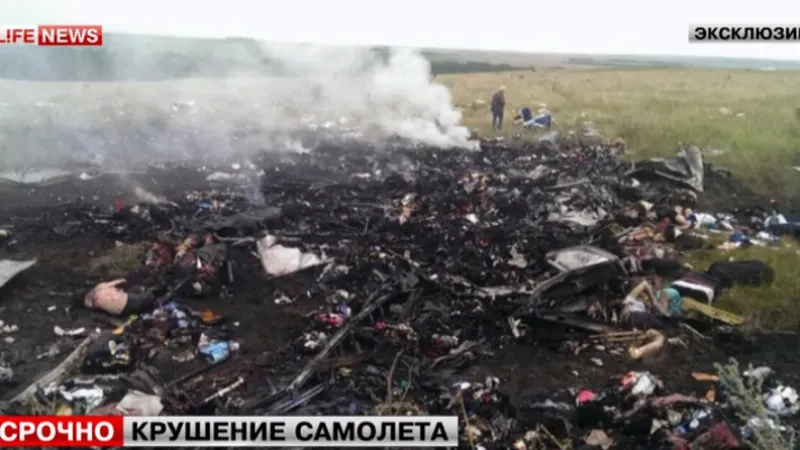 Trosky zříceného letadla boeing 777