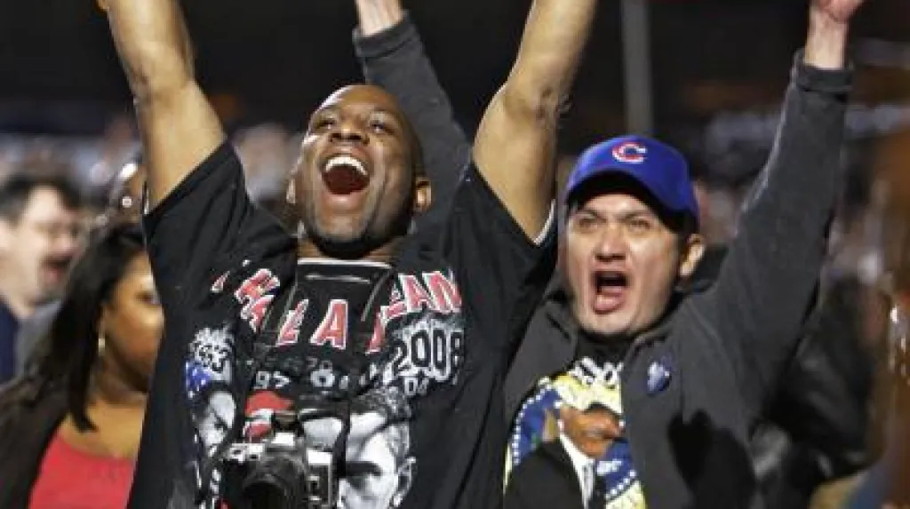 Příznivci Baracka Obamy oslavují výsledky prezidentských voleb