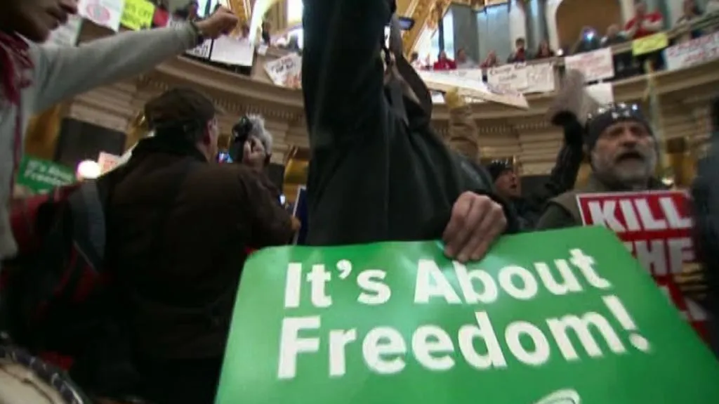 Protest ve wisconsinském parlamentu