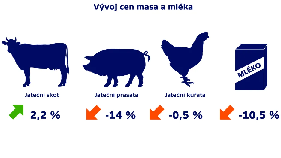 Vývoj cen masa a mléka