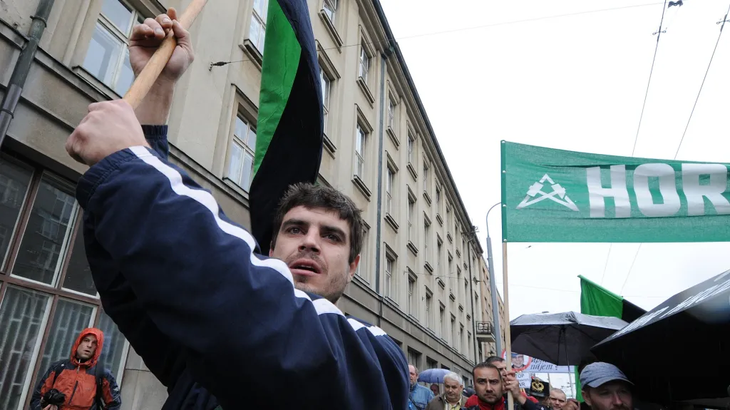 Protest horníků v Ostravě