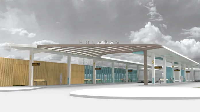 Vizualizace nového dopravního terminálu v Holešově