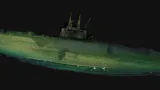 Vrak ponorky F-1, celkový pohled. Jde o model vytvořený z více snímků