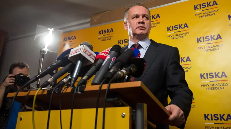 Andrej Kiska na tiskové konferenci po prvním kole prezidentských voleb