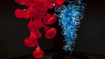 Dal Chihuly / Ruby Pineapple Chandelier (detail), Crystal Turquoise Chandelier, 2013