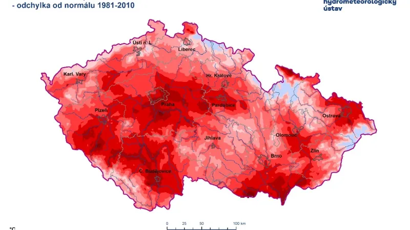 Suma efektivních teplot vzduchu – odchylka od normálu