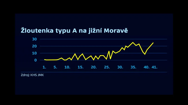 Vývoj epidemie žloutenky na jižní Moravě