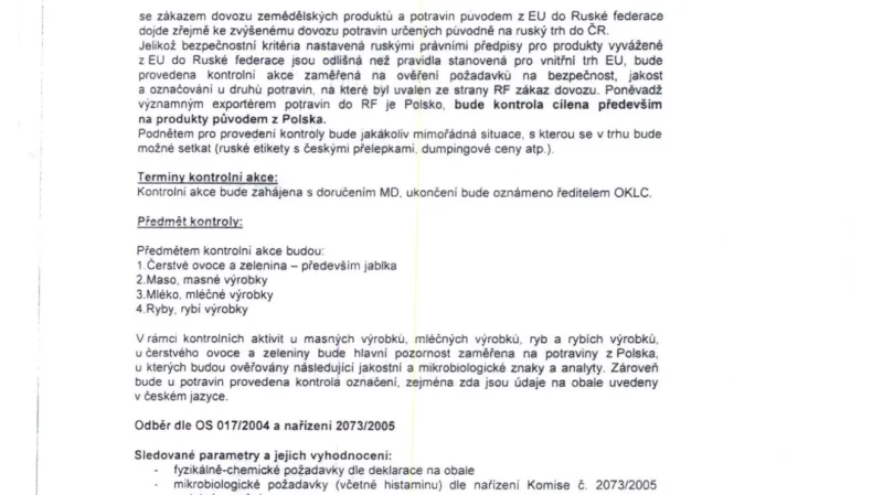 První strana údajného nařízení SZPI