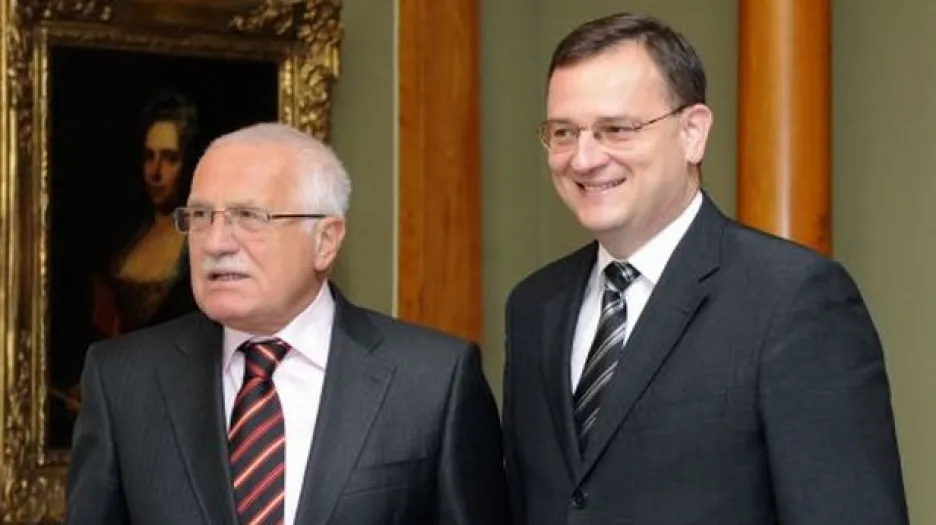 Premiér Petr Nečas s prezidentem Václavem Klausem