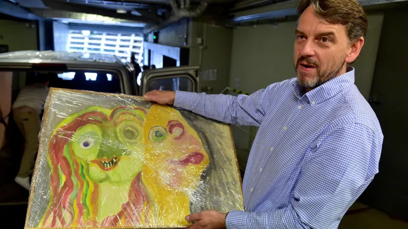 Portrét Milana Kundery a jeho ženy Věry malovaný spisovatelem