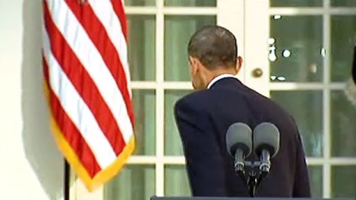 Barack Obama po skončení brífinku k udělení Nobelovy ceny za mír