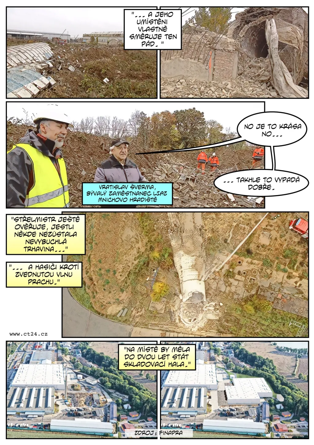 Odstřelení komínu v Mnichově Hradišti