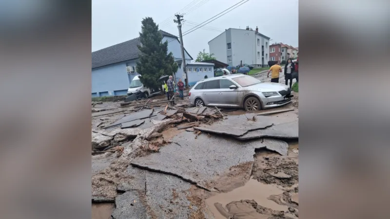 Následky přívalových dešťů v Domaníně na Hodonínsku