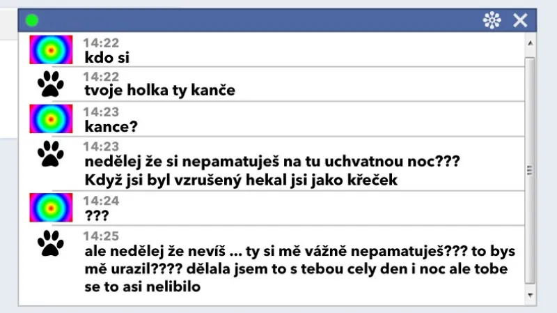 Urývek komunikace, kterou dívky vedly z Facebooku své spolužačky
