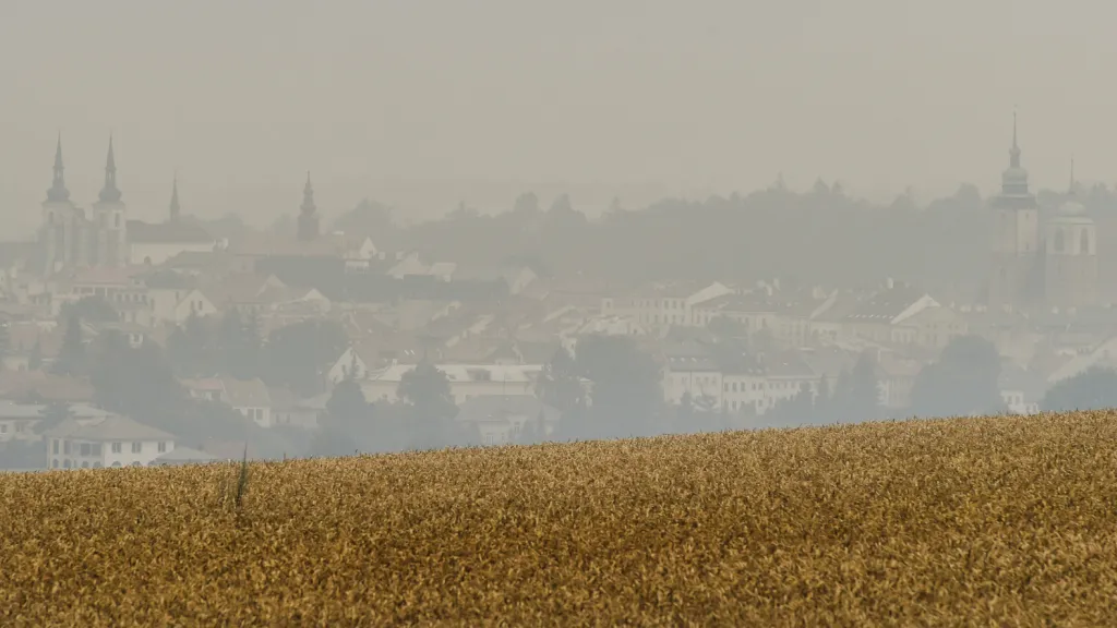 Hustý dým z požáru z Národního parku České Švýcarsko