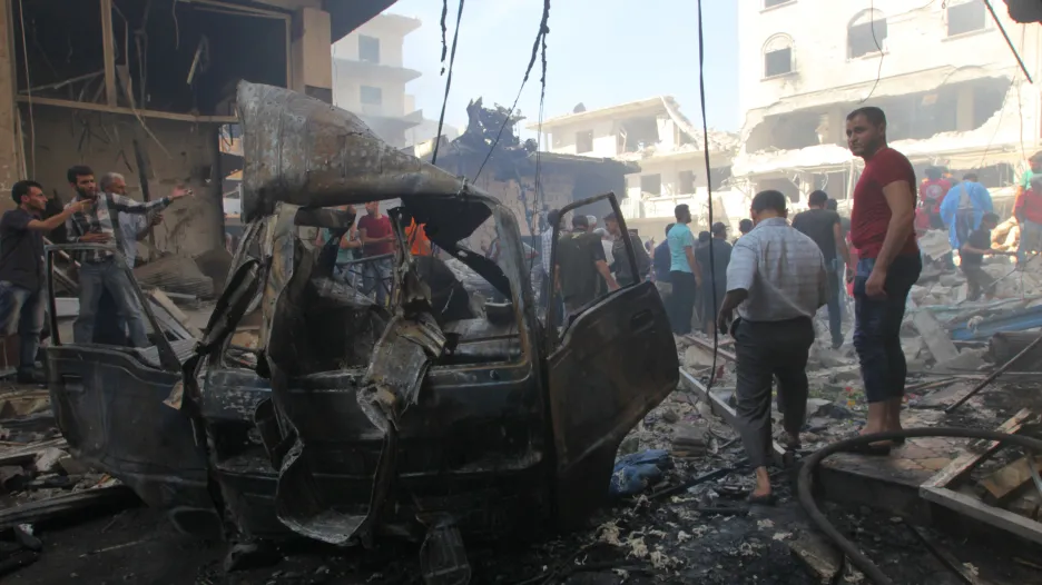 Město Idlib po náletech