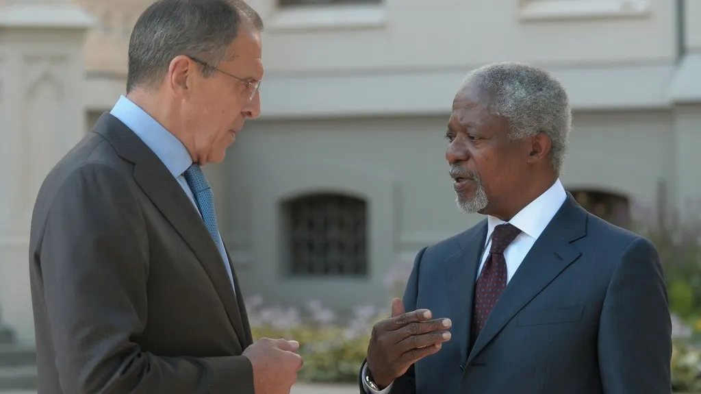 Kofi Annan při jednání se Sergejem Lavrovem o situaci v Sýrii
