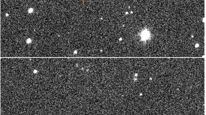Na snímcích z teleskopu KLENOT Observatoře Kleť je vidět i posun objektu mezi hvězdami