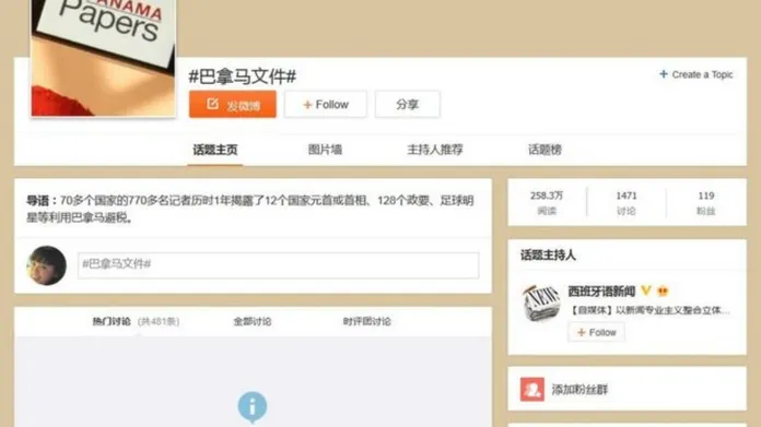 Blokovaný obsah na síti Sina Weibo