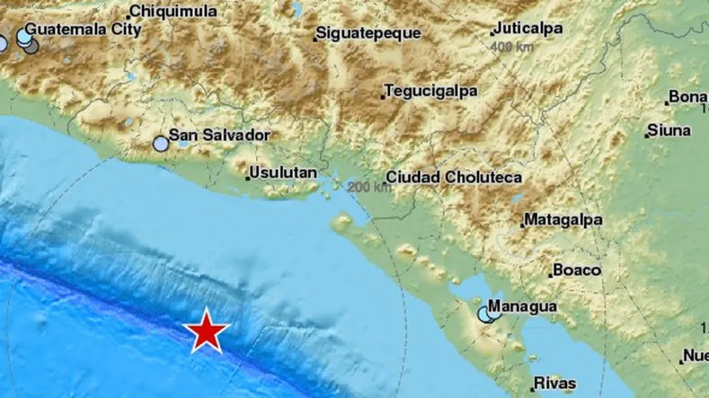 Zemětřesení v blízkosti pobřeží Salvadoru