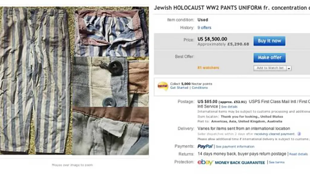 eBay nabízel předměty spojené s holocaustem