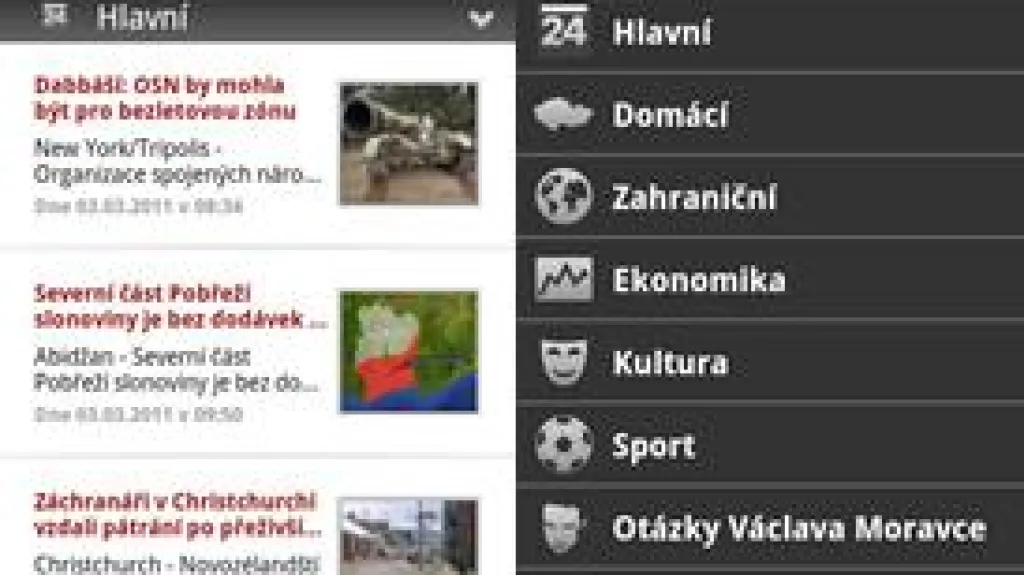 Aplikace ČT24 pro Android