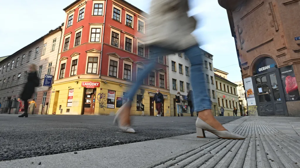 Křižovatka ulic Česká a Solniční v centru Brna