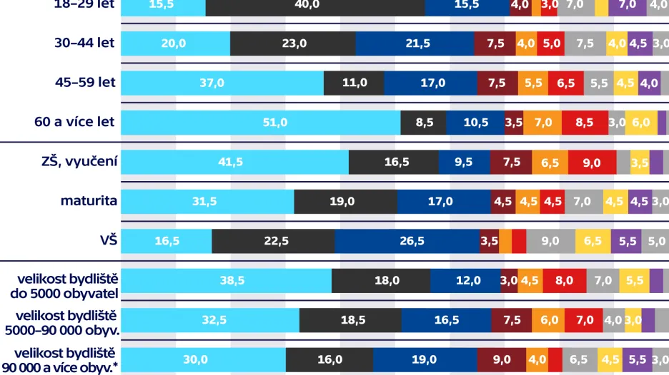 Volební model – třídění dle sociodemografií