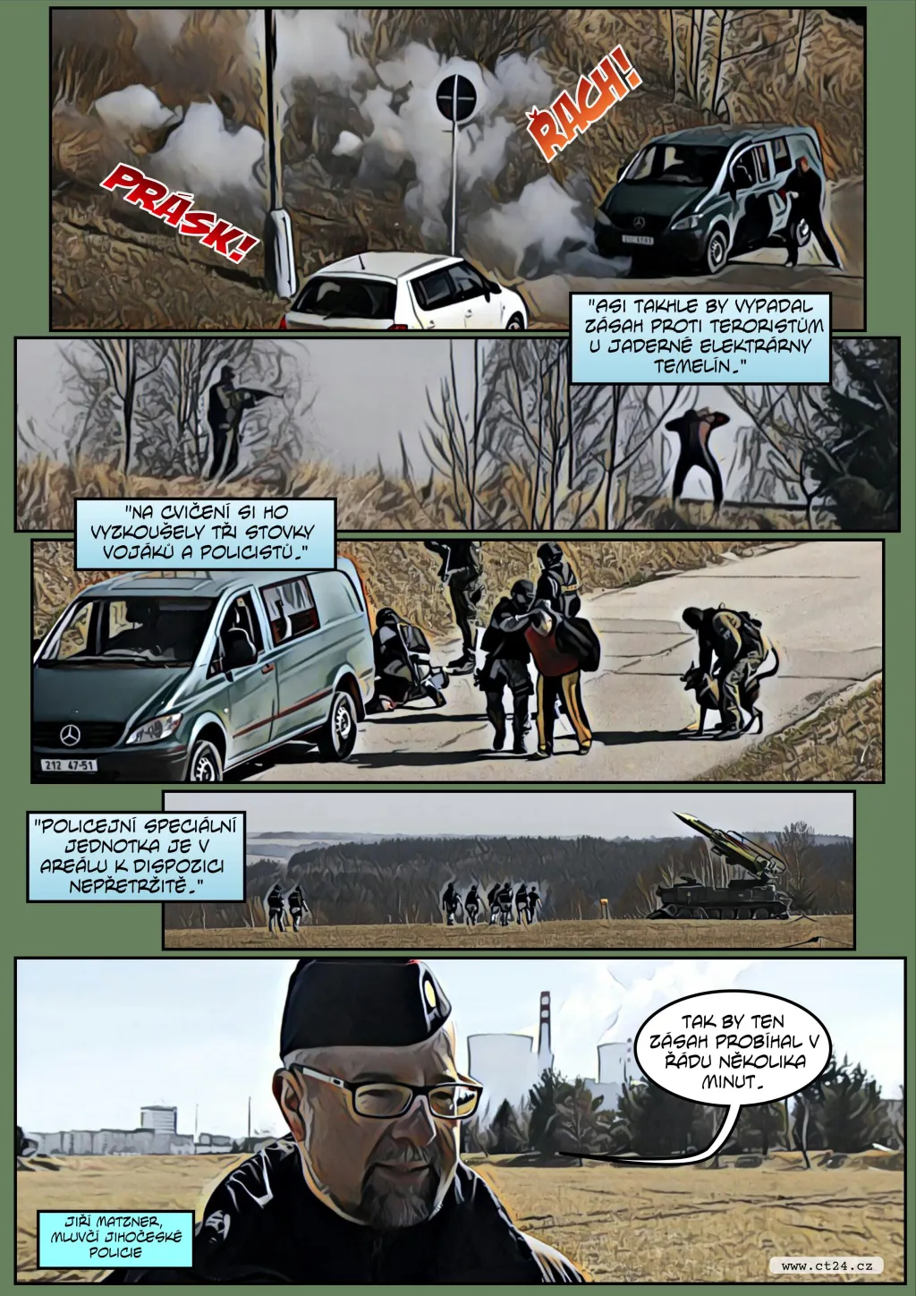 Komiks: Cvičení obrany Temelína
