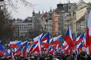 Demonstrant, který měl na rukávu logo Wagnerovy skupiny, půjde k soudu