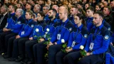 Valaisští policisté na ceremoniálu k uctění památky obětí výbuchu