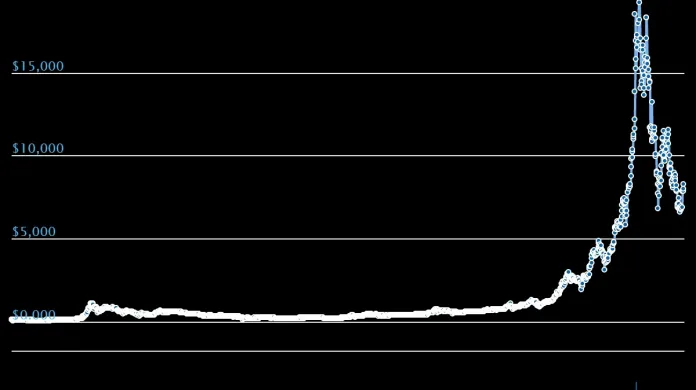 Kurz bitcoinu je extrémně kolísavý. Od loňského prosincového výstupu na rekord v blízkosti 20 000 dolarů ztratil zhruba polovinu hodnoty a obchoduje se nyní kolem 11 000 dolarů.