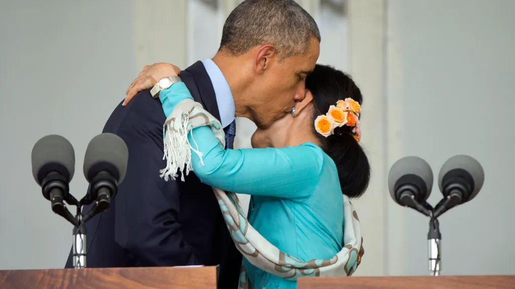 Barack Obama a Su Ťij na společném brífinku
