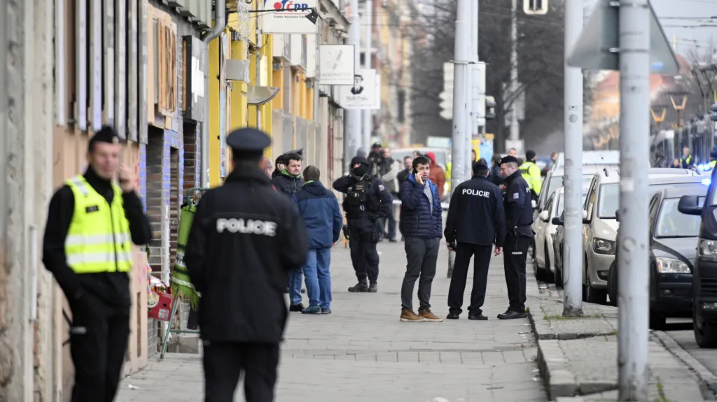 Policejní zásah v Lidické ulici v Brně