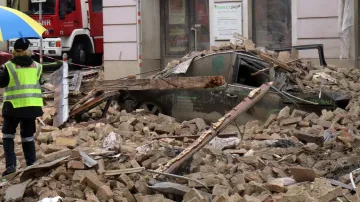 Následky výbuchu domu ve Vídni