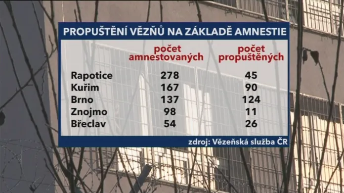 Statistika propuštěných vězňů v Jihomoravském kraji