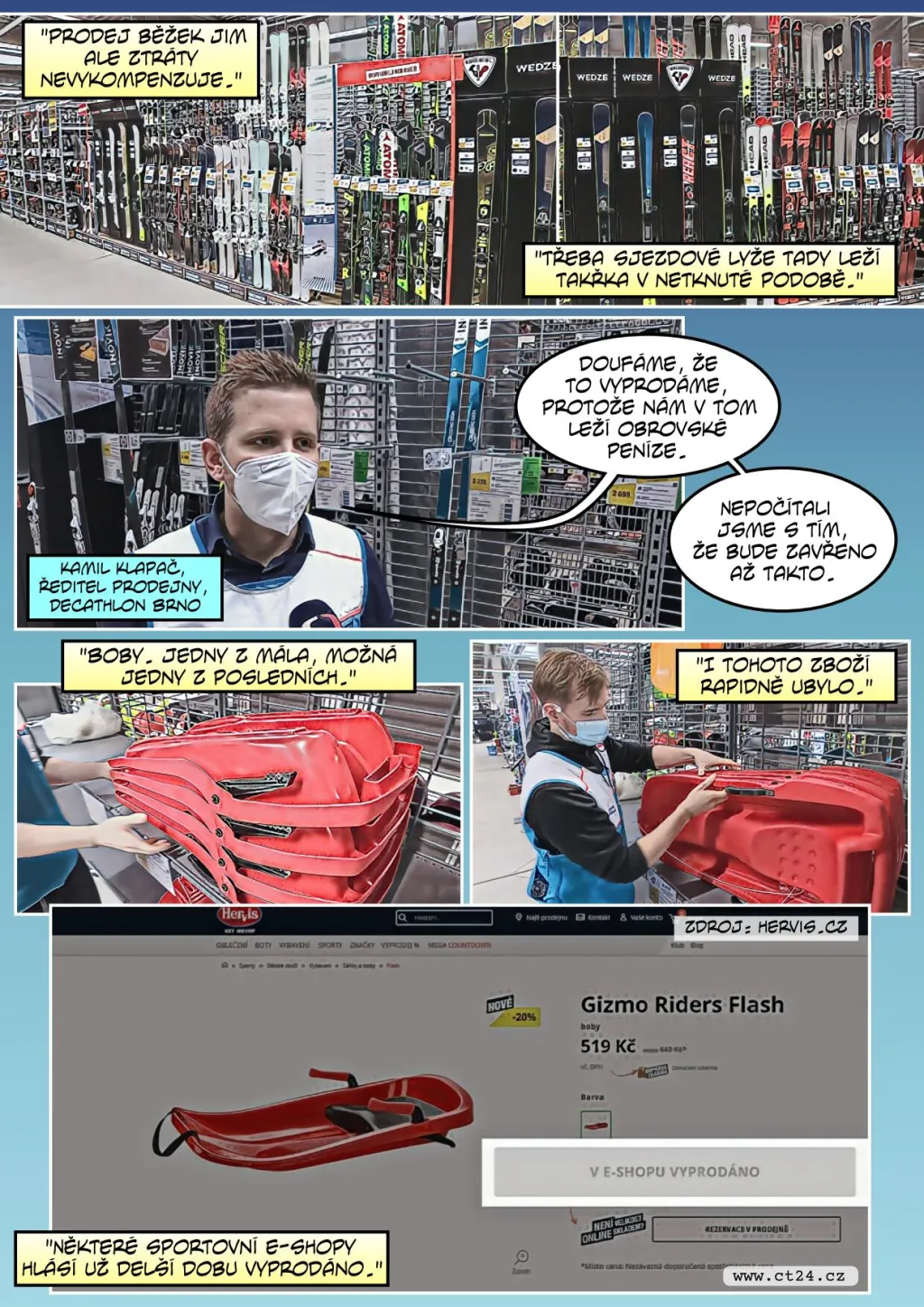 Zimní sporty v době koronaviru. V půjčovnách vedou hlavně běžky a boby